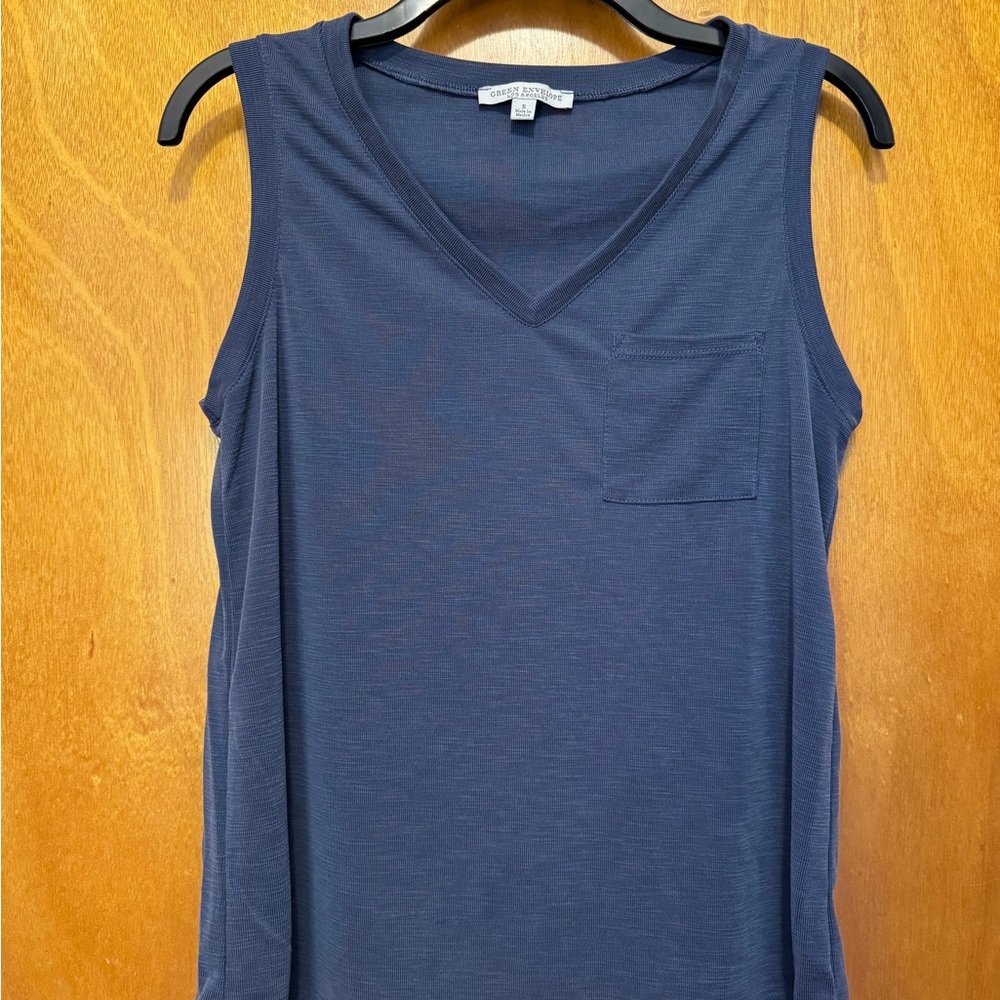 Green Envelope Deep Blue V-Neck Tank Top